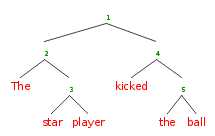 ((The) ((star) (player))) ((kicked) ((the) (ball)))